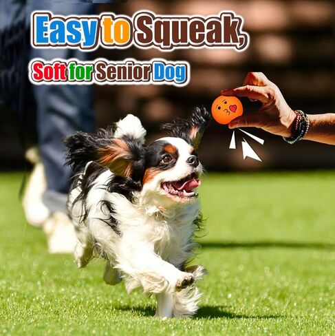 HOLYSTEED Soft Latex Squeaky Balls for Small Dogs, 6-Pack Emoji Squeaky Dog Toys - 2-Inch Rubber Bouncy Fetch Toys, Assorted Colors for Indoor Outdoor Puppy Play in Kuwait