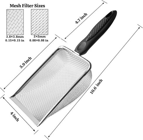 2Pcs Metal Litter Scooper Stainless Steel Metal Cat Litter Poop Scoop with 2.0mm & 3.8mm Mesh,Litter Cleaner Sifter for Cat,Dog,Kitty,Rabbit,Hamster, Reptile in Kuwait