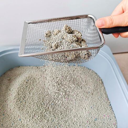2Pcs Metal Litter Scooper Stainless Steel Metal Cat Litter Poop Scoop with 2.0mm & 3.8mm Mesh,Litter Cleaner Sifter for Cat,Dog,Kitty,Rabbit,Hamster, Reptile in Kuwait