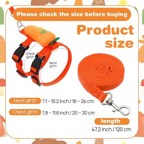 مجموعة من 3 قطع من حزام ومقود أرنب أرنب قابل للتعديل، مقود صدرية لطيف للحيوانات الأليفة الصغيرة مع ديكور، أحزمة خنزير غينيا للنمس والقطط والجرو والفئران والسنجاب (الفراولة والجزر والأناناس) in Kuwait