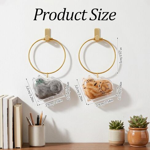 2 Pcs Cat Hair Keychain Keepsake,1.54 x 1.26 in Cat Hair Keychain,Cats Memorial Keychains,for Honoring a Beloved Cat’s Memory & Carrying Comfort Every Day in Kuwait