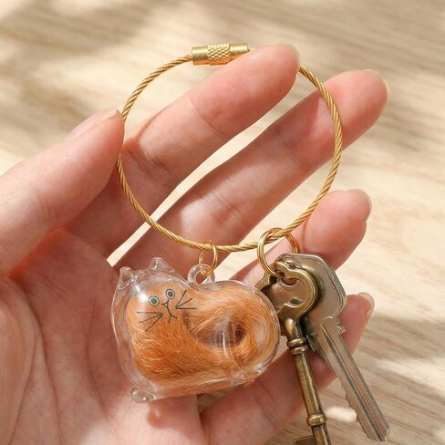 2 Pcs Cat Hair Keychain Keepsake,1.54 x 1.26 in Cat Hair Keychain,Cats Memorial Keychains,for Honoring a Beloved Cat’s Memory & Carrying Comfort Every Day in Kuwait