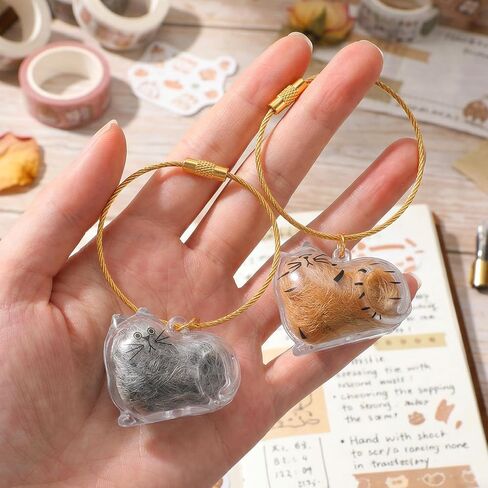 2 Pcs Cat Hair Keychain Keepsake,1.54 x 1.26 in Cat Hair Keychain,Cats Memorial Keychains,for Honoring a Beloved Cat’s Memory & Carrying Comfort Every Day in Kuwait
