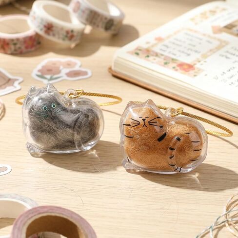 2 Pcs Cat Hair Keychain Keepsake,1.54 x 1.26 in Cat Hair Keychain,Cats Memorial Keychains,for Honoring a Beloved Cat’s Memory & Carrying Comfort Every Day in Kuwait