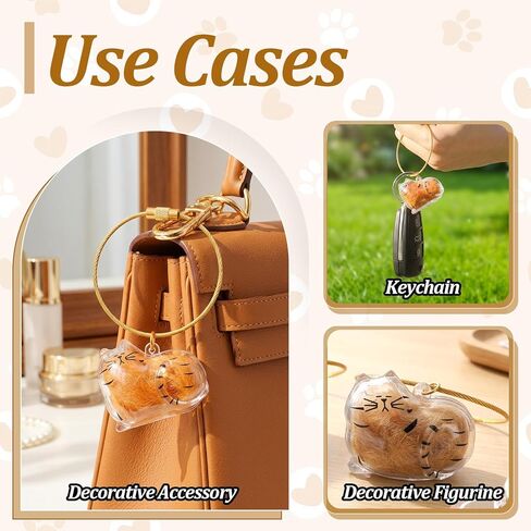 2 Pcs Cat Hair Keychain Keepsake,1.54 x 1.26 in Cat Hair Keychain,Cats Memorial Keychains,for Honoring a Beloved Cat’s Memory & Carrying Comfort Every Day in Kuwait