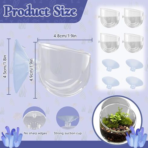 4 Pack Aquarium Plant Holder with Hole, Fish Tank Aquatic Plant Pot Cup with Large Suction Cup, Clear Acrylic Aquarium Planter for Fish Tank Aquascape Decorations in Kuwait