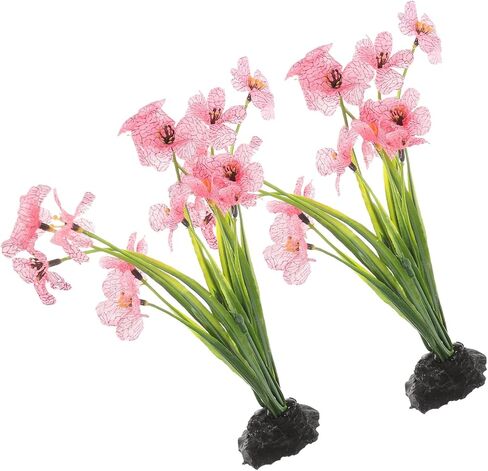 UPKOCH 2Pcs Pink Fish Tank Decor Artificial Aquarium Plants Silk Betta Accessories Tall Plastic Floral Decorations Realistic Flora in Kuwait