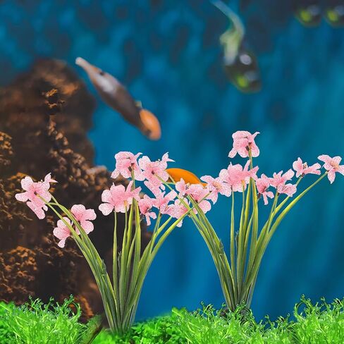UPKOCH 2Pcs Pink Fish Tank Decor Artificial Aquarium Plants Silk Betta Accessories Tall Plastic Floral Decorations Realistic Flora in Kuwait