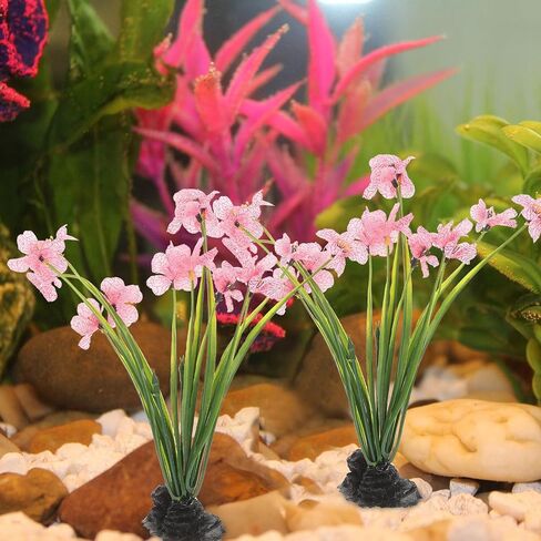 UPKOCH 2Pcs Pink Fish Tank Decor Artificial Aquarium Plants Silk Betta Accessories Tall Plastic Floral Decorations Realistic Flora in Kuwait