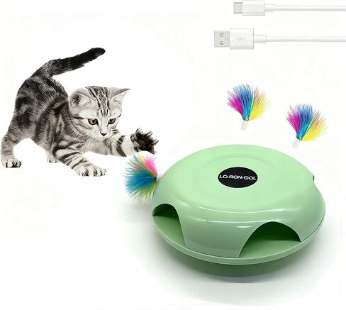 Interactive Whack-a-Mole Cat Toy — Automatic Mushroom Feather Pop-Up Play Toy for Cats, Cognitive Stimulation & Exercise, Durable Pet Entertaining Game (Green) in Kuwait