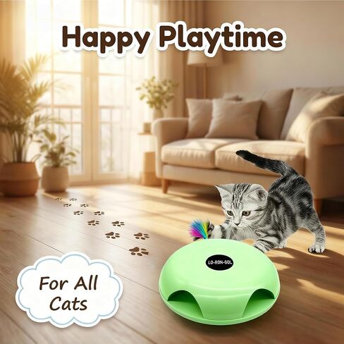 Interactive Whack-a-Mole Cat Toy — Automatic Mushroom Feather Pop-Up Play Toy for Cats, Cognitive Stimulation & Exercise, Durable Pet Entertaining Game (Green) in Kuwait