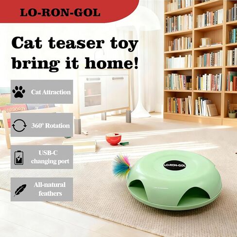 Interactive Whack-a-Mole Cat Toy — Automatic Mushroom Feather Pop-Up Play Toy for Cats, Cognitive Stimulation & Exercise, Durable Pet Entertaining Game (Green) in Kuwait