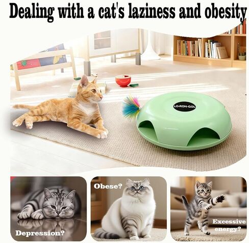 Interactive Whack-a-Mole Cat Toy — Automatic Mushroom Feather Pop-Up Play Toy for Cats, Cognitive Stimulation & Exercise, Durable Pet Entertaining Game (Green) in Kuwait