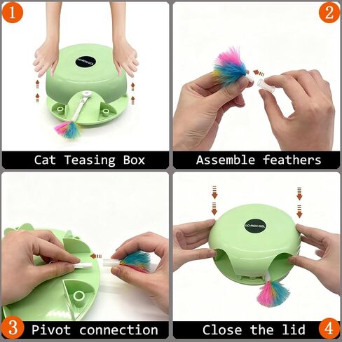 Interactive Whack-a-Mole Cat Toy — Automatic Mushroom Feather Pop-Up Play Toy for Cats, Cognitive Stimulation & Exercise, Durable Pet Entertaining Game (Green) in Kuwait