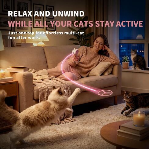Cat Fetch Toy, One-Touch Automatic Launcher, Up to 20m Range, No Winding Needed, USB-C Rechargeable Flying Disc Toy, Interactive Cat Toy, Indoor Outdoor Use in Kuwait