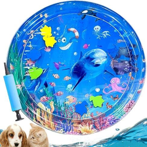 Water Mat with Fish, Cat Dog Water Mat, Thickened Durable Non-Slip Playmat, Durable Easy Clean, Suitable for All Types of Pets in Kuwait