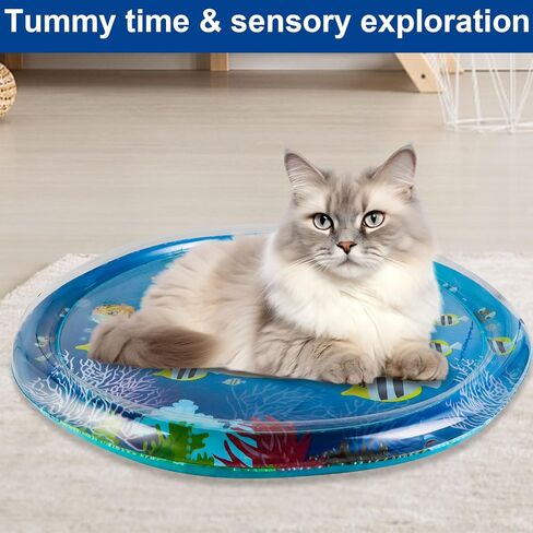 Water Mat with Fish, Cat Dog Water Mat, Thickened Durable Non-Slip Playmat, Durable Easy Clean, Suitable for All Types of Pets in Kuwait