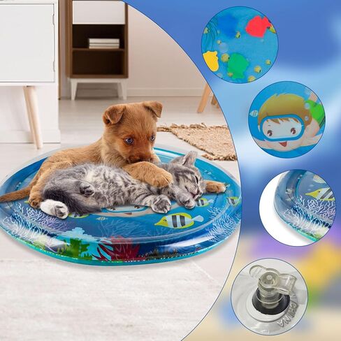 Water Mat with Fish, Cat Dog Water Mat, Thickened Durable Non-Slip Playmat, Durable Easy Clean, Suitable for All Types of Pets in Kuwait