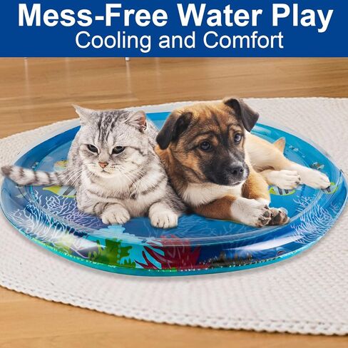 Water Mat with Fish, Cat Dog Water Mat, Thickened Durable Non-Slip Playmat, Durable Easy Clean, Suitable for All Types of Pets in Kuwait