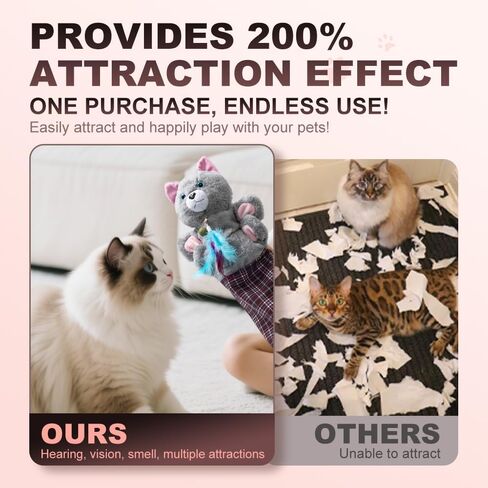 Cat Wrestling Glove with Bell & Catnip - Interactive Cats Puppet Wrestler Hand Puppet Toy for Safe Play, Exercise, and Family Bonding, Tough Padded Indoor Fun for Cats in Kuwait