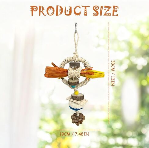 Parakeet Toys, Natural Hanging Bird Chewing & Foraging Toy with Corn Foliage and Seagrass, Beak-Safe Chewer for Conures, Cockatiels, Senegal Parrot and Small to Moderate-Sized Birds in Kuwait