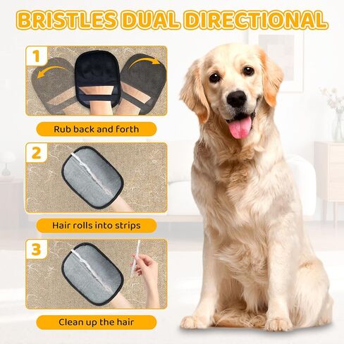 Pet Hair Removal Glove for Dogs & Cats, 2026 Newly Upgraded Five-Finger Electrostatic Pet Hair Gloves, Pet Hair Remover Tool for Clothing, Couch, Carpet, Car Seat（2 Pack Black） in Kuwait