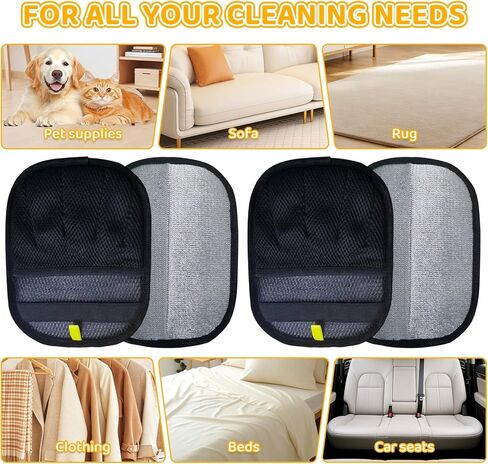 Pet Hair Removal Glove for Dogs & Cats, 2026 Newly Upgraded Five-Finger Electrostatic Pet Hair Gloves, Pet Hair Remover Tool for Clothing, Couch, Carpet, Car Seat（2 Pack Black） in Kuwait