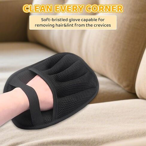 Pet Hair Removal Glove for Dogs & Cats, 2026 Newly Upgraded Five-Finger Electrostatic Pet Hair Gloves, Pet Hair Remover Tool for Clothing, Couch, Carpet, Car Seat（2 Pack Black） in Kuwait