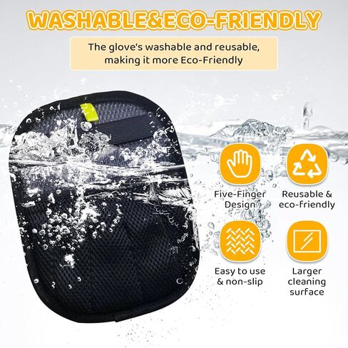 Pet Hair Removal Glove for Dogs & Cats, 2026 Newly Upgraded Five-Finger Electrostatic Pet Hair Gloves, Pet Hair Remover Tool for Clothing, Couch, Carpet, Car Seat（2 Pack Black） in Kuwait