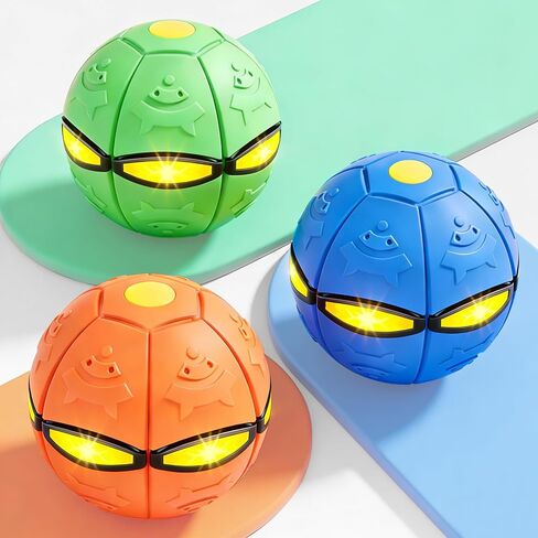 3 PCS Magic Bouncing Doggy Disc Balls with 6 LED Lights, Flying Saucer Ball Toy for Large Medium Small Dogs, Transforming Pop Up Ball for Kids & Pets, Outdoor Interactive Magic Meta Ball in Kuwait