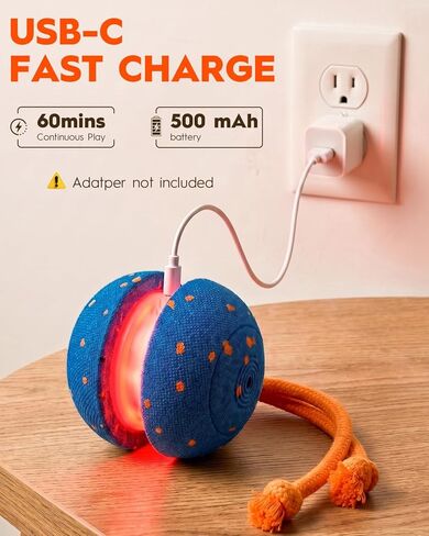 Xeuch Interactive Dog Toys, Automatic Irregular Moving and Rolling Dog Ball with 2 Speed Modes, E-TPU Material, Motion Activated Pet Toys with Rope for Dogs Puppies, LED Light Up Dog Stimulation Toy in Kuwait