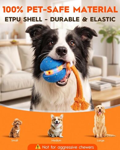 Xeuch Interactive Dog Toys, Automatic Irregular Moving and Rolling Dog Ball with 2 Speed Modes, E-TPU Material, Motion Activated Pet Toys with Rope for Dogs Puppies, LED Light Up Dog Stimulation Toy in Kuwait