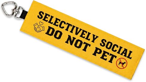 Yellow Dog Leash Sleeve Selectively Social Do Not Pet Warning Wrap, Double Sided Highly Visible Pet Safety Sign with Heart Hook, Canvas Lead Attachment for Dog Training Outdoor Walking in Saudi Arabia