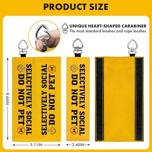 Yellow Dog Leash Sleeve Selectively Social Do Not Pet Warning Wrap, Double Sided Highly Visible Pet Safety Sign with Heart Hook, Canvas Lead Attachment for Dog Training Outdoor Walking in Saudi Arabia