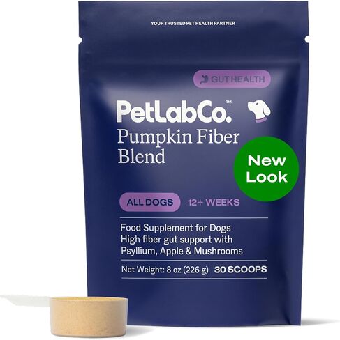 PetLab Co. ألياف اليقطين للكلاب - مسحوق البروبيوتيك للكلاب - مكمل عالي الألياف مع التفاح والسيليوم والفطر - يدعم الهضم وصحة الأمعاء وحركات الأمعاء المنتظمة - 30 مغرفة in Kuwait
