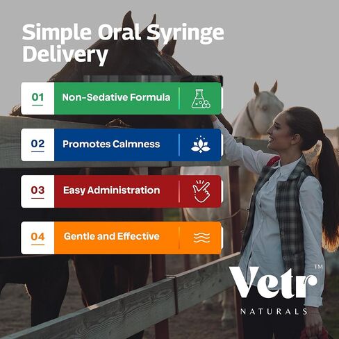 جل VetrChill المهدئ للخيول - مكمل فموي بنكهة التفاح مع الثيانين والميلاتونين - يدعم الاسترخاء والتركيز - أنبوب واحد - تم تركيبه بواسطة طبيب بيطري في الولايات المتحدة الأمريكية in Kuwait