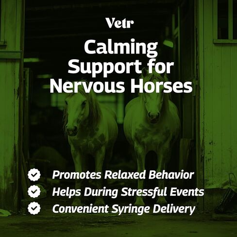 جل VetrChill المهدئ للخيول - مكمل فموي بنكهة التفاح مع الثيانين والميلاتونين - يدعم الاسترخاء والتركيز - أنبوب واحد - تم تركيبه بواسطة طبيب بيطري في الولايات المتحدة الأمريكية in Kuwait