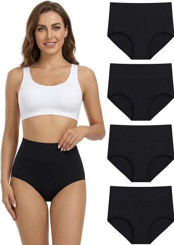 4 Pack Women's Cotton Underwear High Waisted Ladies Panties Full Coverage Briefs (Regular & Plus Size) in Saudi Arabia