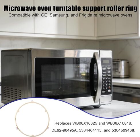 21.5cm/8.5in Microwave Turntable Support Ring,Microwave Roller Rotating Wheel Ring Glass Plate Tray Holder Spinner Accessories Replacement Parts Compatible with GE Samsung Frigidaire WB06X10625 in Kuwait