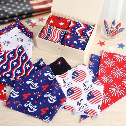 12Pcs 4th of July Dog Bandana Bulk American Patriotic Dog Bandana Adjustable Triangle Reversible Pet Accessories Independence Day Puppy Scarf for Small Medium Large Dogs Cats Memorial Day Supply in Kuwait