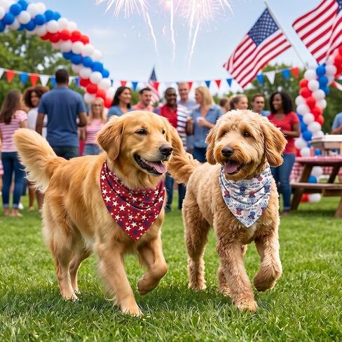 12Pcs 4th of July Dog Bandana Bulk American Patriotic Dog Bandana Adjustable Triangle Reversible Pet Accessories Independence Day Puppy Scarf for Small Medium Large Dogs Cats Memorial Day Supply in Kuwait