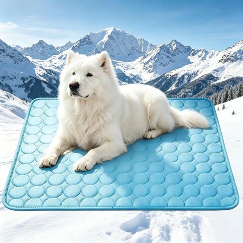 Cooling Mat for Dogs, 39"x28", Breathable Dog Cooling Mat with Q-Max>0.4 Chill Fiber, Washable Portable Dog Crate Pad for Indoor & Outdoor Summer Use, Blue in Kuwait
