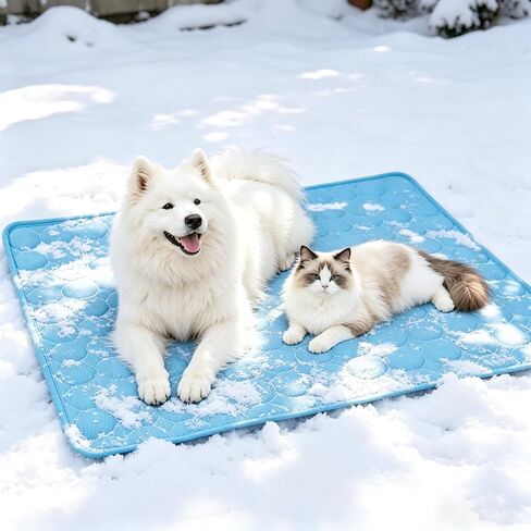 Cooling Mat for Dogs, 39"x28", Breathable Dog Cooling Mat with Q-Max>0.4 Chill Fiber, Washable Portable Dog Crate Pad for Indoor & Outdoor Summer Use, Blue in Kuwait