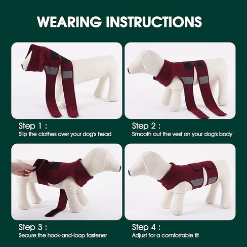 Kuoser Calming Vest for Dogs Anxiety, Adjustable Anxiety Wrap Jacket for Small Medium Large Dogs, Soothing Compression Shirt for Fireworks Thunderstorms Separation Anxiety Travel, XL in Kuwait