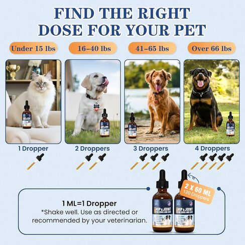 16-In-1 Glucosamine for Dogs & Cats Liquid Hip & Joint Supplement Type II Collagen Drops with Chondroitin+MSM+Hyaluronic Acid for Pain Relief Helps Mobility All Breeds Made in US Chicken Flavor 120ml in Saudi Arabia