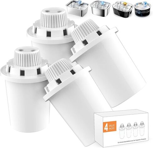 Dog Water Fountain Filters Replacement, 4 Packs Replacement Filter for Large Pet Water Fountain Dog Bowl Dispenser for D2341/D2223/D2322/D2419 Models in Kuwait
