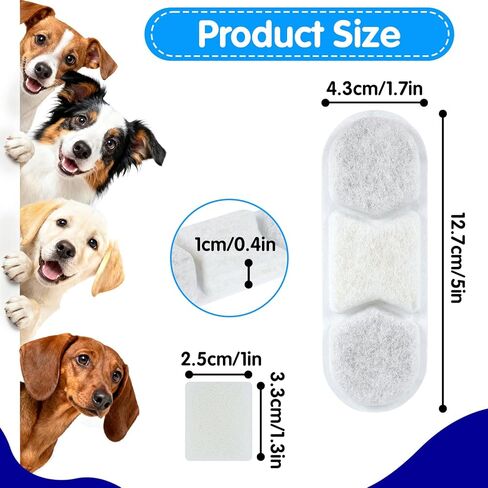 16+16 PCS Dog Water Fountain Filter Replacement Compatible with Zuqqony DYSJ01 Dog Water Bowl Dispenser & WF120 410oz/3.2Gal/12L Pet Fountain, Multi-stage Filtration (16 Filters & 16 Sponges) in Kuwait
