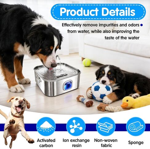 16+16 PCS Dog Water Fountain Filter Replacement Compatible with Zuqqony DYSJ01 Dog Water Bowl Dispenser & WF120 410oz/3.2Gal/12L Pet Fountain, Multi-stage Filtration (16 Filters & 16 Sponges) in Kuwait