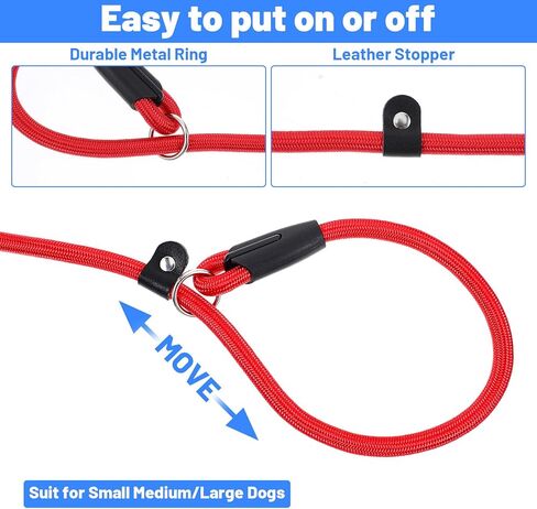 12 Pcs Premium No-Pull Dog Slip Leads 4.9ft Adjustable, Pastel Hues Easy On/Off, No Collar Needed, Vibrant for Small/Medium Dogs for Walking/Training, 6 Colors in Kuwait