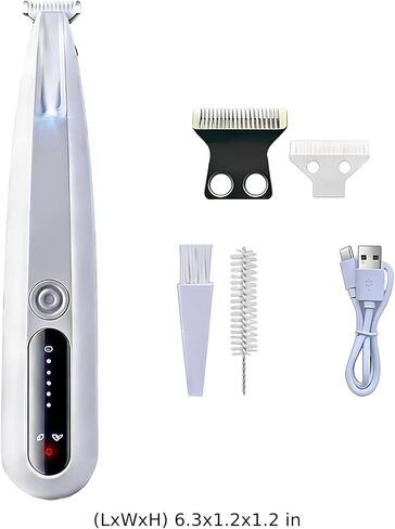 Low Noise Pet Shaver for Cats, with Led & Smart Display, Dual-Speed Cordless Cat Trimmer, Includes Cleaning Kit, Replaceable Head, USB Charge in Kuwait